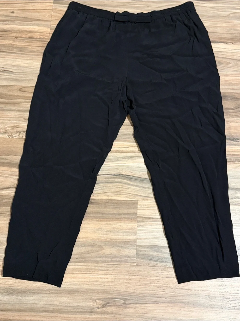 Kate Spade Ria Pant Black Bow Front Elastic Waist Viscose XL Classic Career